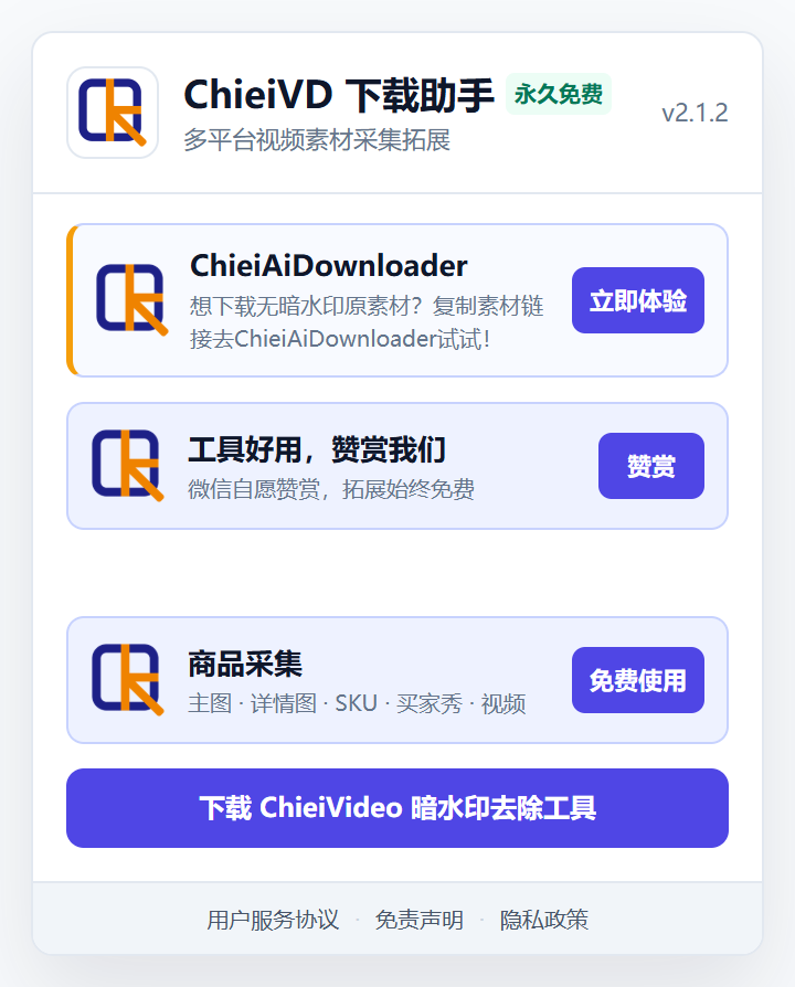 ChieiVD 2.1.2 六个平台视频素材下载扩展界面